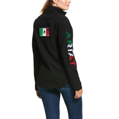 Ariat English: Classic Team MEXICO Softshell Water Resistant Chaquetas Mujer - Negras (NYKBZ6485)